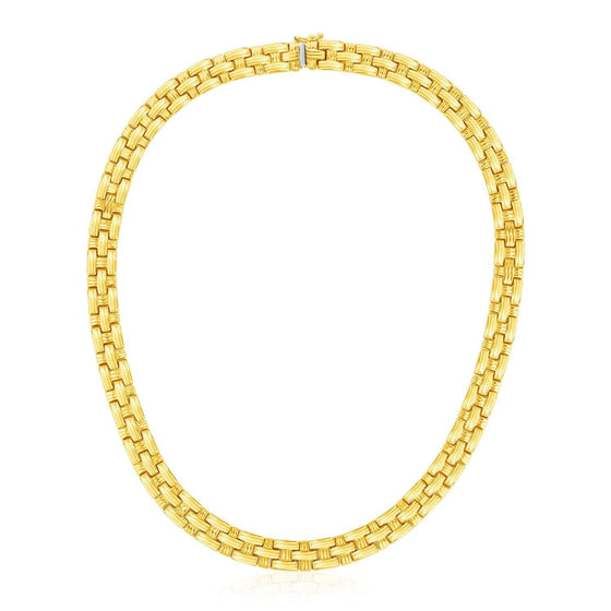14k Yellow Gold Basket Weave Necklace - Diamond Designs
