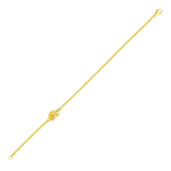 14k Yellow Gold Chain Bracelet with Polished Knot - Diamond Designs