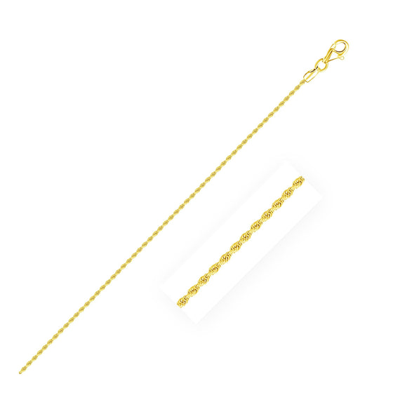 14k Yellow Gold Diamond Cut Rope Anklet 1.5mm - Diamond Designs