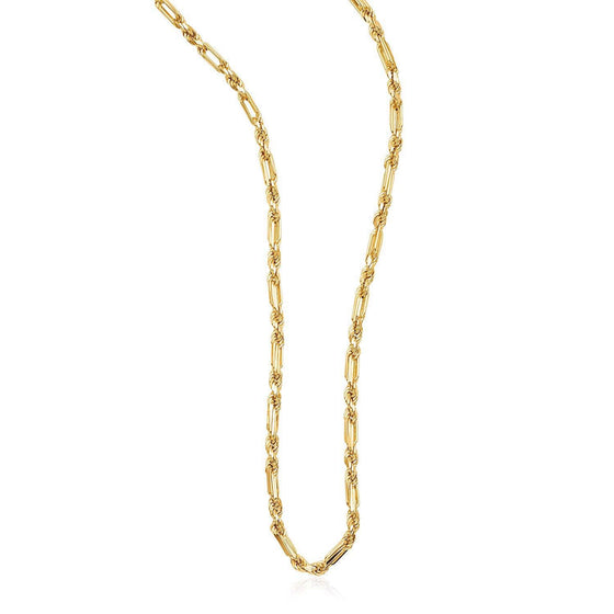 14k Yellow Gold Figaro Chain Necklace - Diamond Designs