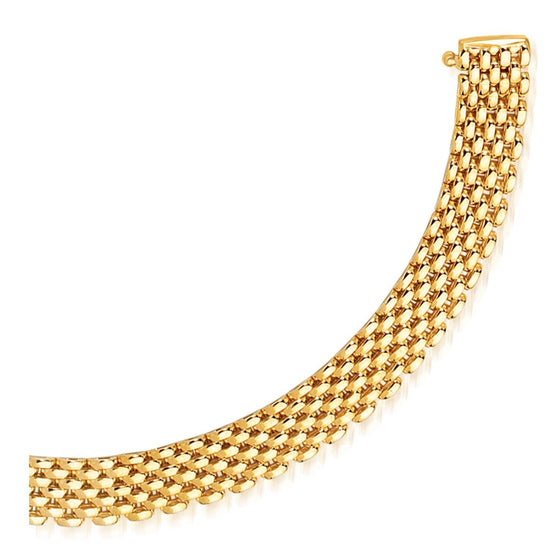 14k Yellow Gold Flexible Panther 9.0mm Line Bracelet - Diamond Designs