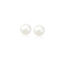  14k Yellow Gold Freshwater Cultured White Pearl Stud Earrings (6.0 mm) - Diamond Designs