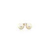 14k Yellow Gold Freshwater Cultured White Pearl Stud Earrings (6.0 mm) - Diamond Designs