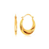 14k Yellow Gold Graduated Oval Hoop Earrings - Diamond Designs