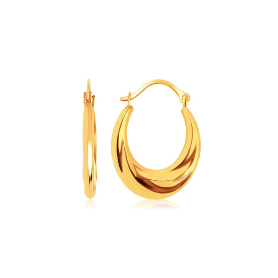 14k Yellow Gold Graduated Oval Hoop Earrings - Diamond Designs