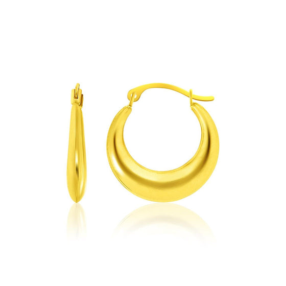 14k Yellow Gold Graduated Round Shape Hoop Earrings - Diamond Designs