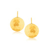 14k Yellow Gold Hammered Texture Disc Drop Earrings Medium - Diamond Designs