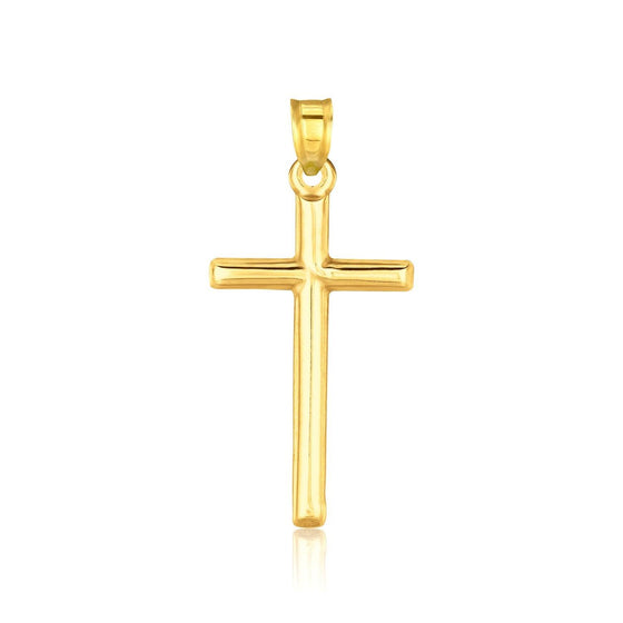 14k Yellow Gold High Polish Cross Pendant - Diamond Designs