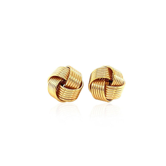14k Yellow Gold Interlaced Love Knot Stud Earrings - Diamond Designs