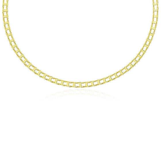 14k Yellow Gold Men's Necklace with Track Design Links - Diamond Designs