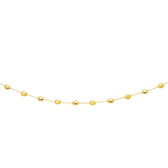 14k Yellow Gold Necklace with Polished and Textured Pebble Stations - Diamond Designs