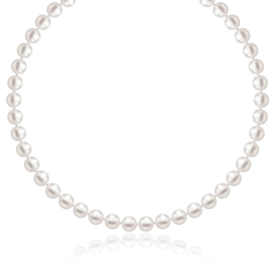 14k Yellow Gold Necklace with White Freshwater Cultured Pearls (6.0mm to 6.5mm) - Diamond Designs