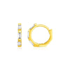 14k Yellow Gold Petite Octagonal Hoop Earrings with Cubic Zirconias - Diamond Designs