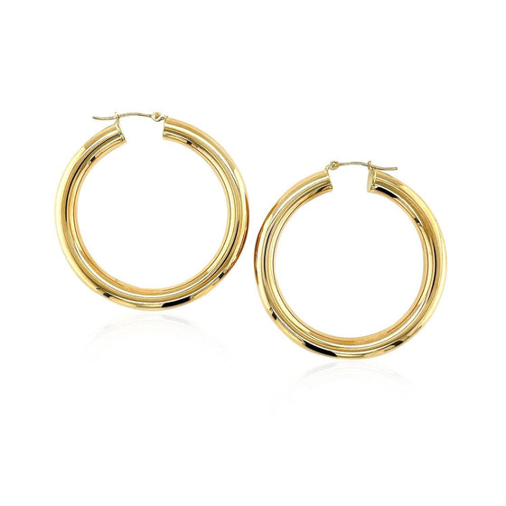 14k Yellow Gold Polished Hoop Earrings (40 mm) - Diamond Designs