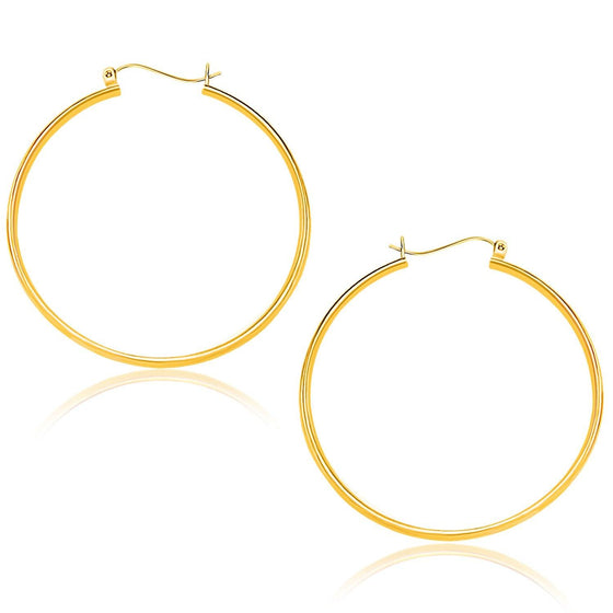 14k Yellow Gold Polished Hoop Earrings (40mm) - Diamond Designs