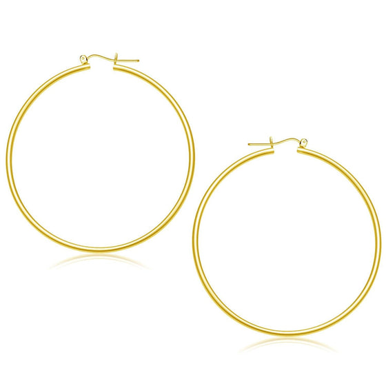 14k Yellow Gold Polished Hoop Earrings (55 mm) - Diamond Designs