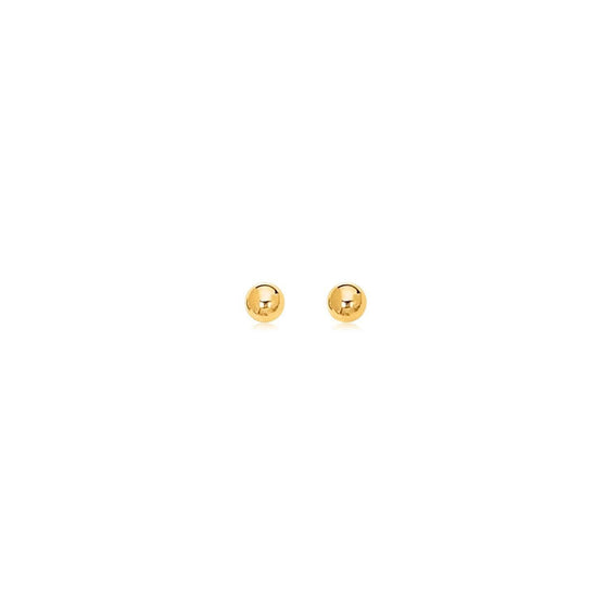 14k Yellow Gold Polished Round Stud Earrings - Diamond Designs