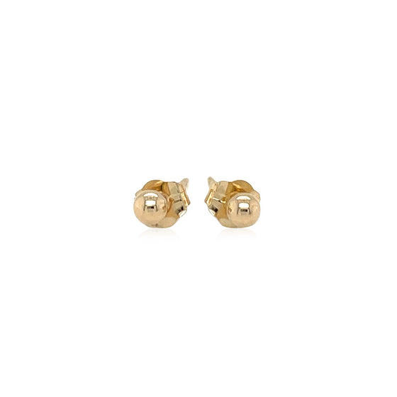 14k Yellow Gold Polished Round Stud Earrings - Diamond Designs