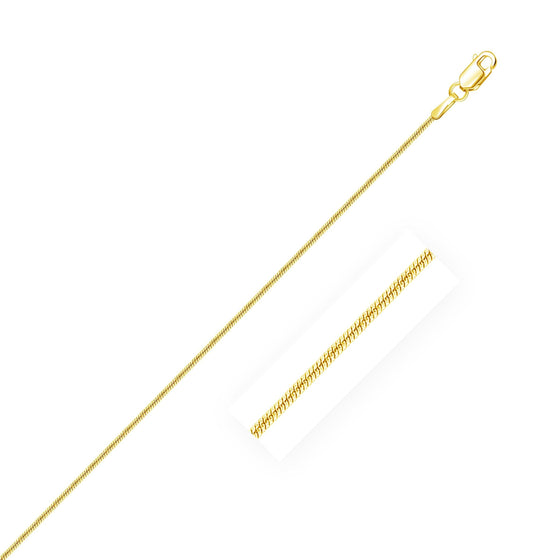 14k Yellow Gold Round Snake Chain 0.9mm - Diamond Designs