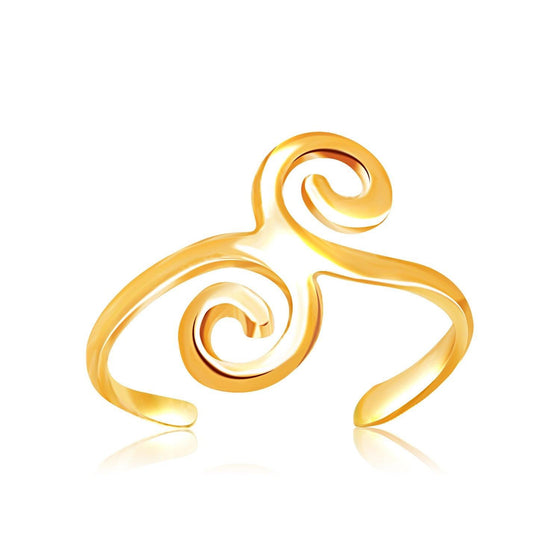 14k Yellow Gold Scrollwork Motif Toe Ring - Diamond Designs