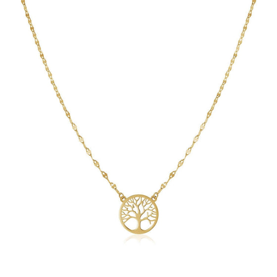 14K Yellow Gold Tree of Life Necklace - Diamond Designs
