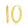 14k Yellow Gold Twisted Cable Oval Hoop Earrings - Diamond Designs