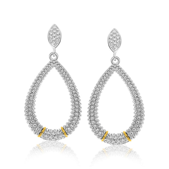 18k Yellow Gold & Sterling Silver Diamond Accented Graduated Popcorn Earrings - Diamond Designs