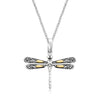 18k Yellow Gold and Sterling Silver Pendant in a Dragonfly Design - Diamond Designs