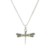 18k Yellow Gold and Sterling Silver Pendant in a Dragonfly Design - Diamond Designs