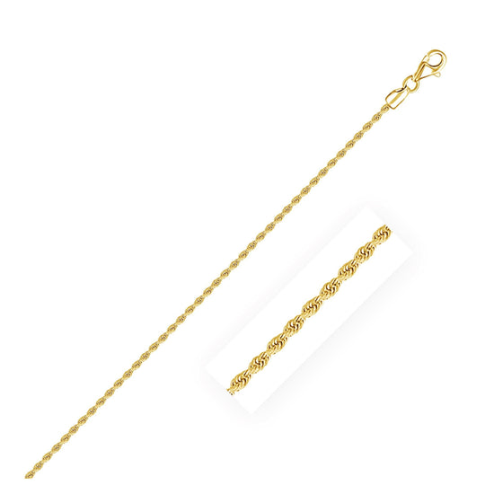 2.0mm 14k Yellow Gold Solid Diamond Cut Rope Chain - Diamond Designs