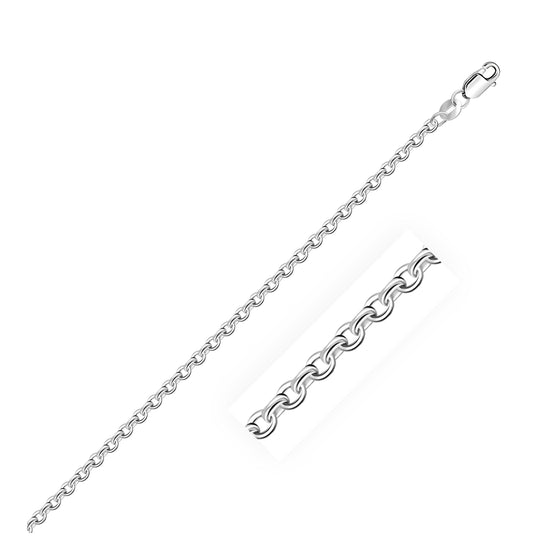 2.3mm Sterling Silver Rhodium Plated Cable Chain - Diamond Designs