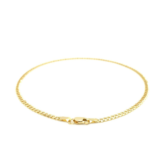 2.5mm 14k Yellow Gold Curb Link Anklet - Diamond Designs