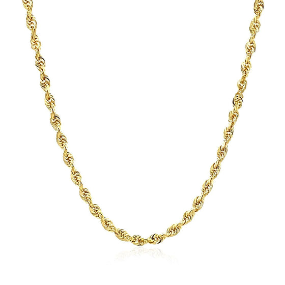 2.75mm 14k Yellow Gold Solid Diamond Cut Rope Chain - Diamond Designs