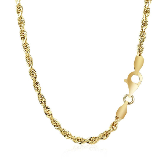 2.75mm 14k Yellow Gold Solid Diamond Cut Rope Chain - Diamond Designs