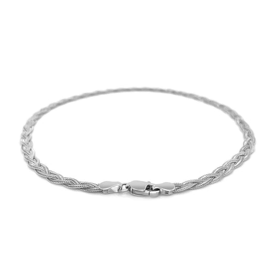 3.5mm 14k White Gold Braided Bracelet - Diamond Designs