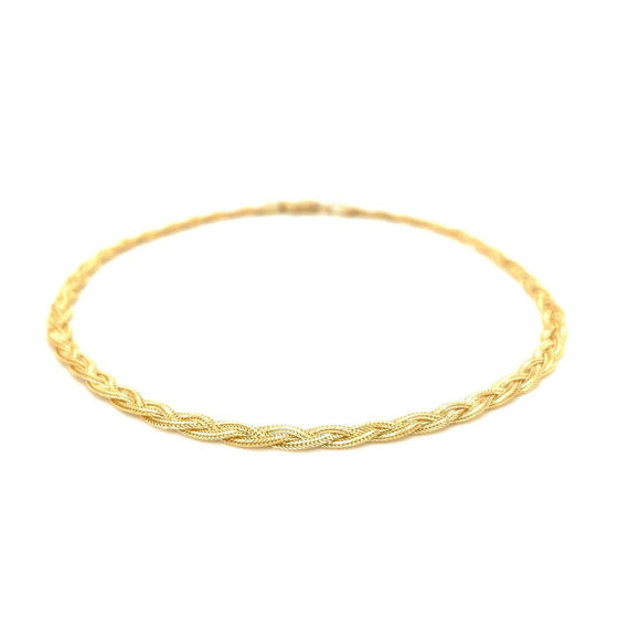 3.5mm 14k Yellow Gold Braided Bracelet - Diamond Designs