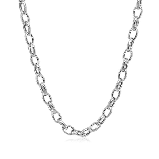 4.6mm 14k White Gold Oval Rolo Chain - Diamond Designs