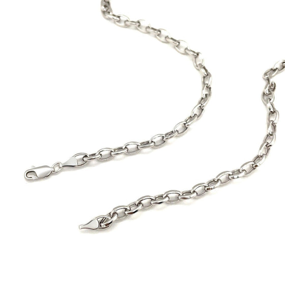 4.6mm 14k White Gold Oval Rolo Chain - Diamond Designs