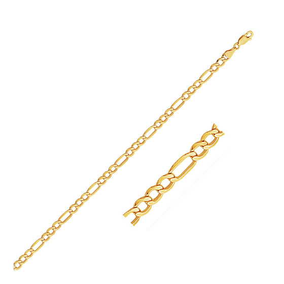 4.6mm 14k Yellow Gold Lite Figaro Bracelet - Diamond Designs