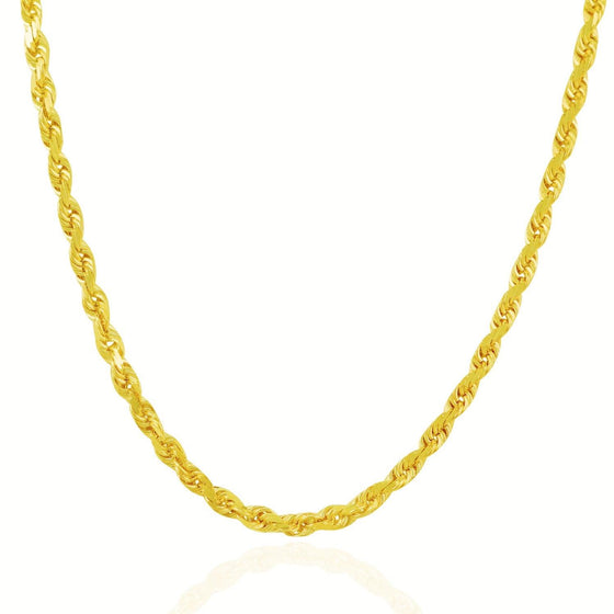 5.0mm 10k Yellow Gold Solid Diamond Cut Rope Chain - Diamond Designs