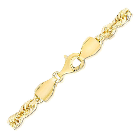 5.0mm 14k Yellow Gold Solid Diamond Cut Rope Bracelet - Diamond Designs