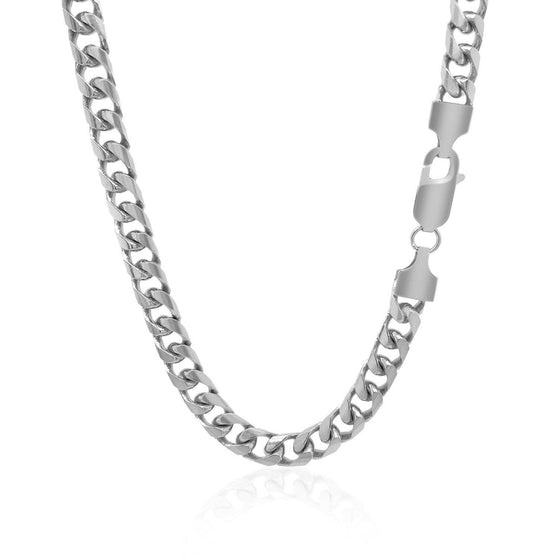 5.8mm 14k White Gold Solid Miami Cuban Chain - Diamond Designs