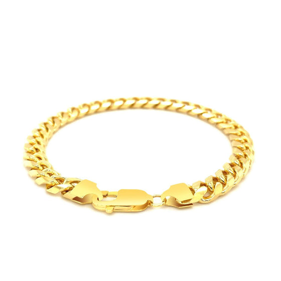 6.7mm 14k Yellow Gold Solid Miami Cuban Bracelet - Diamond Designs