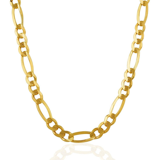 7.0mm 14k Yellow Gold Solid Figaro Chain - Diamond Designs