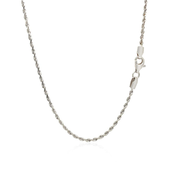 2.0mm 14k White Gold Solid Diamond Cut Rope Chain - Diamond Designs