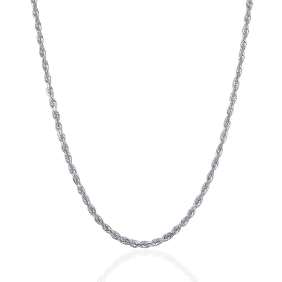 3.0mm 14k White Gold Solid Diamond Cut Rope Chain - Diamond Designs