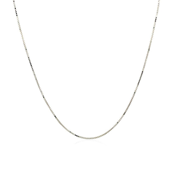 14k White Gold Classic Box Chain 0.6mm - Diamond Designs