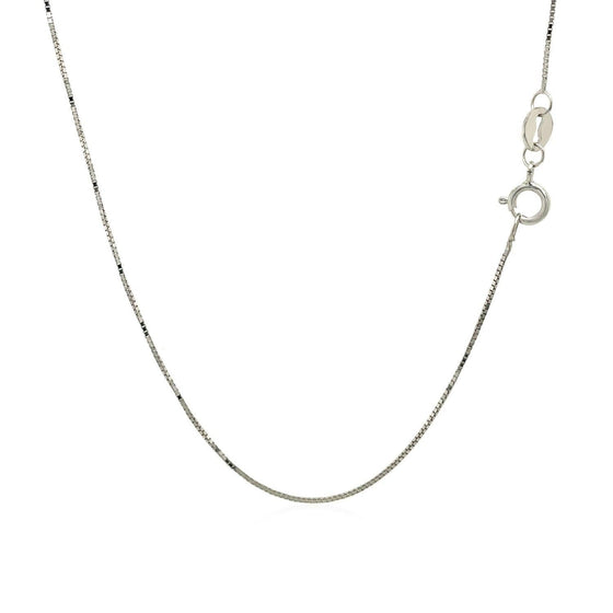14k White Gold Classic Box Chain 0.6mm - Diamond Designs