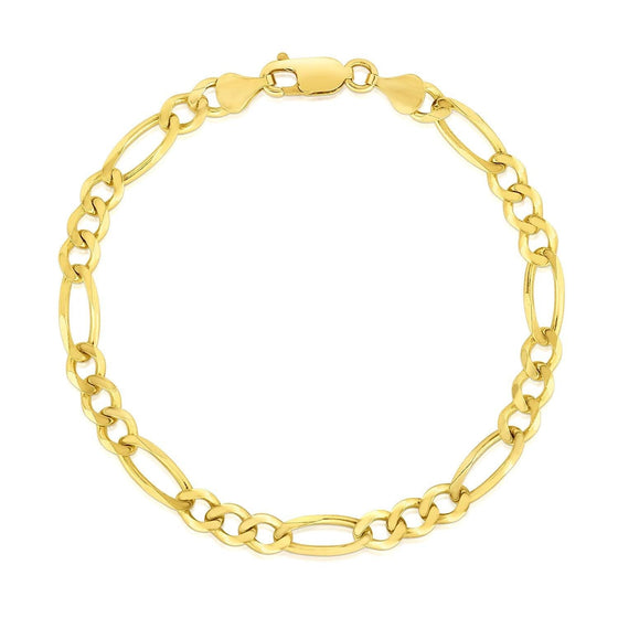 4.5mm 14k Yellow Gold Solid Figaro Bracelet - Diamond Designs