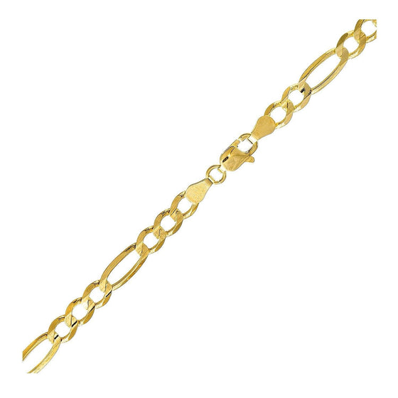 4.5mm 14k Yellow Gold Solid Figaro Bracelet - Diamond Designs
